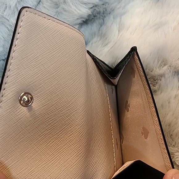 Kate Spade "EVA" Micro Trifold Leather Wallet-WLRU6275 Black/Beige-NWT - Picture 5 of 11